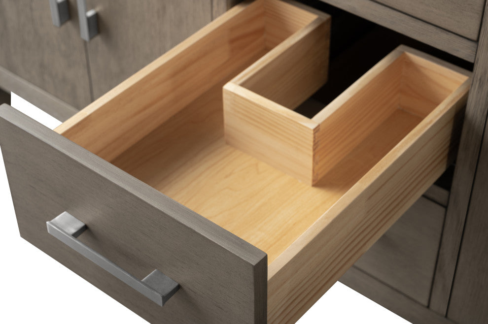 Vanity Art Bathroom Vanity With Sink, Driftwood Gray, 60", Single Sink, Brushed Nickel