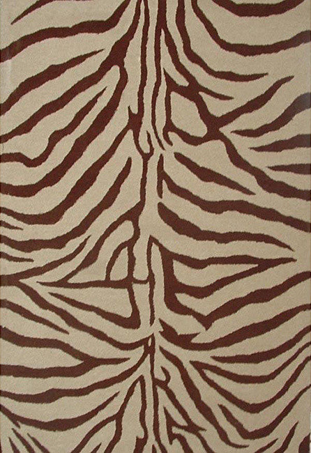 Zebra Hand-Tufted Wool Rug, Brown and Beige, 5''x8''