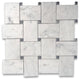 Carrara White Marble Large Basketweave Tile Bardiglio Gray Dots Polish, 1 sheet