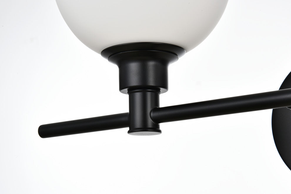 2 Light Black And Frosted White Bath Sconce