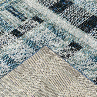 Aegina Distressed Plaid Area Rug, Blue, 10' X 13'2"