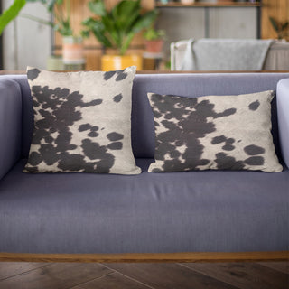 Plutus Black Cowhide Animal Luxury Throw Pillow, 24"x24"