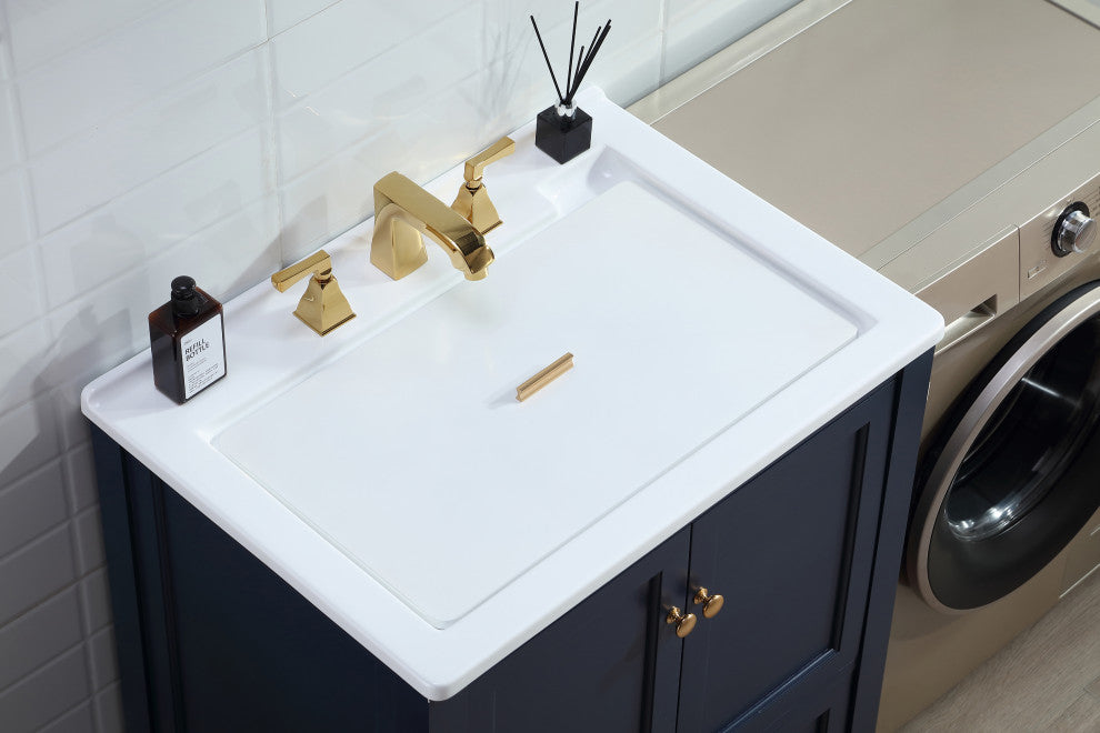 Stufurhome Delia 30" Laundry Utility Sink, Dark Blue