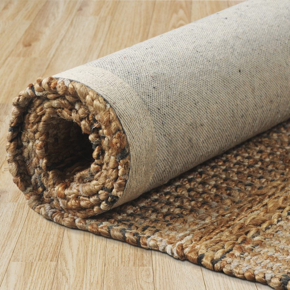 8" x 10" Tan and Gray Intricately Handwoven Area Rug