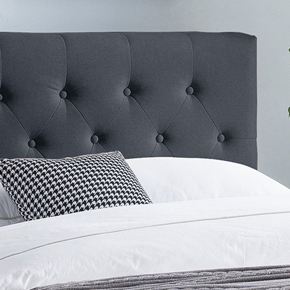 Agnes Fully-Upholstered Low-Profile Queen-Size Platform Bed Frame, Black