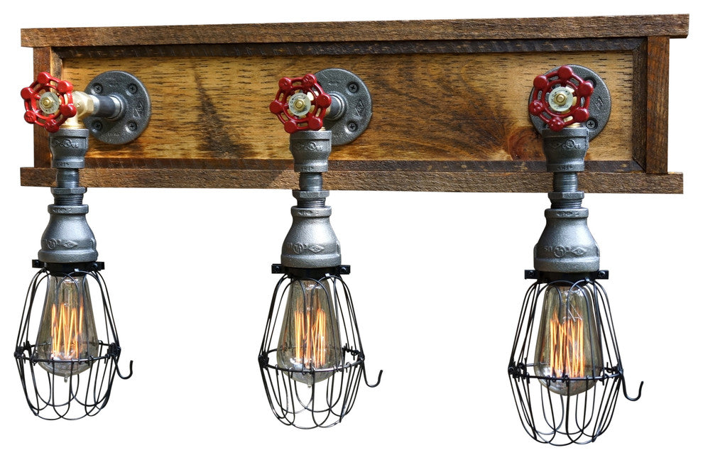 Early Country Vanity 3-Light W/Wire Cages