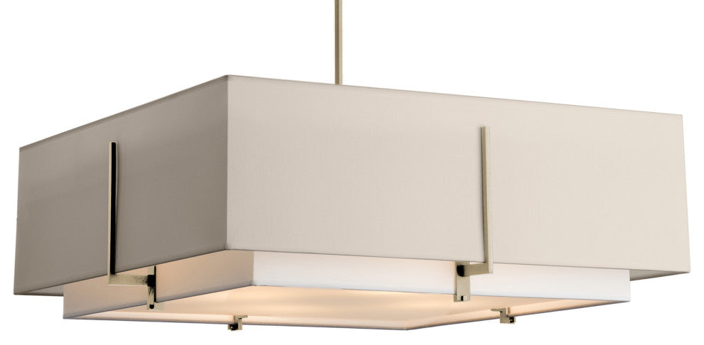 Exos Square Large Double Shade Pendant, Natural Anna Inner, Flax Outer