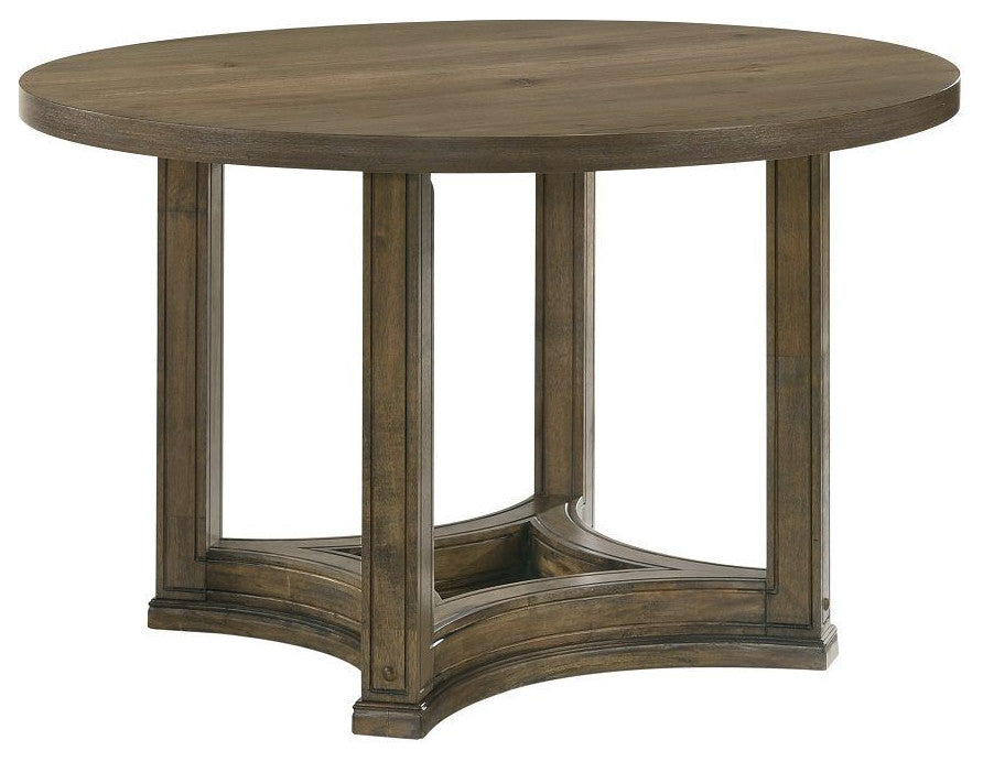 Parfield 47"W Wooden Round Dining Table, Walnut