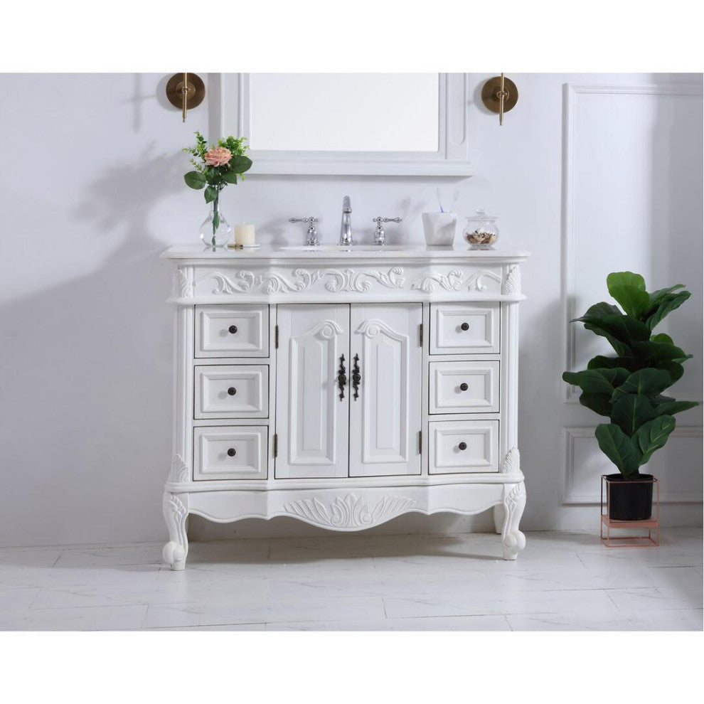 42" Single Bathroom Vanity Set, Antique White