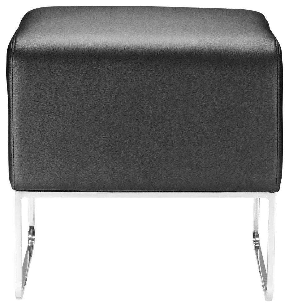 Ottoman Accent Chair, Fabric, Wood, Black, Chrome, Lounge Lobby Hospitality