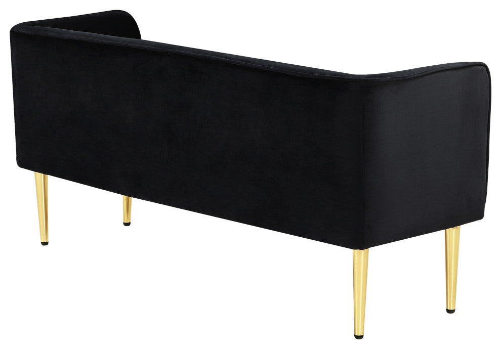 Audrey Velvet Upholstered Bench, Black
