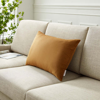 Enhance 24" Lumbar Performance Velvet Throw Pillow, Cognac