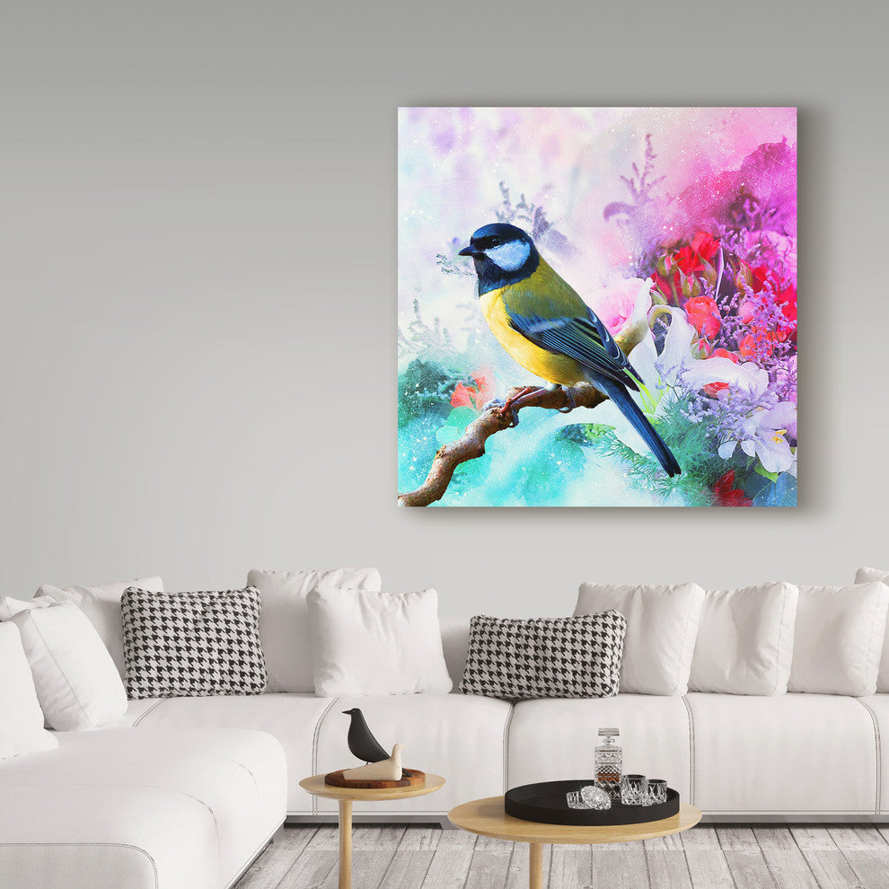 "Birds Over Abstract" by Ata Alishahi, Canvas Art, 14"x14"