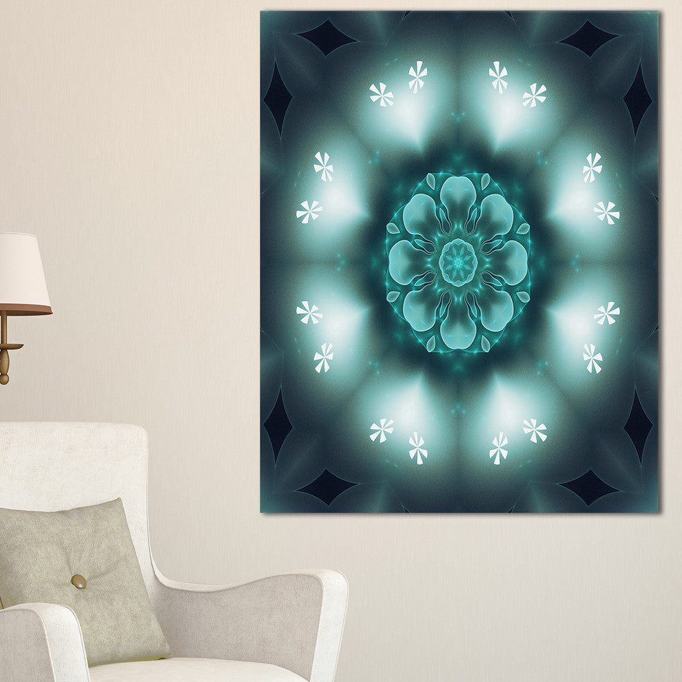 "Green Fractal Flower Mandala Shape" Floral Wall Art Canvas, 30"x40"