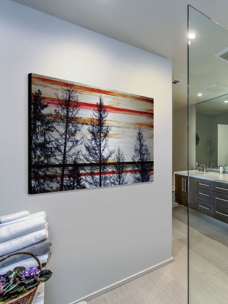 "Red Striped Sky" Print on Brushed Aluminum, 36"x24"