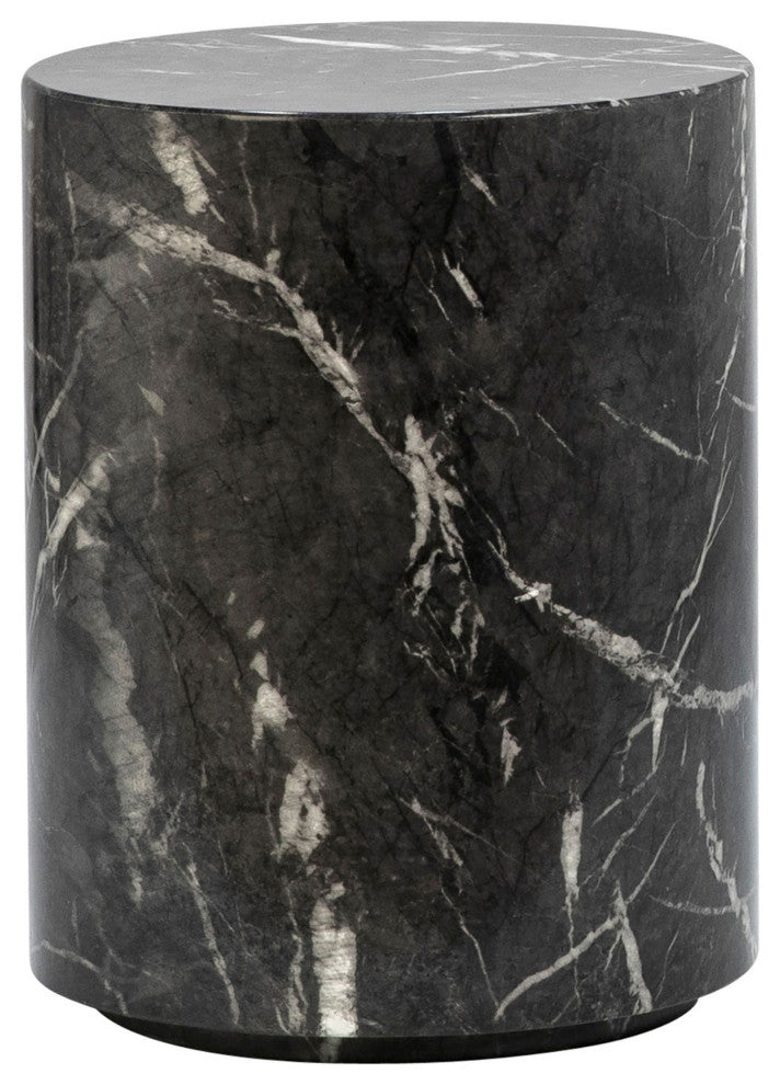 Sully Round Pedestal Side Table, Black and White