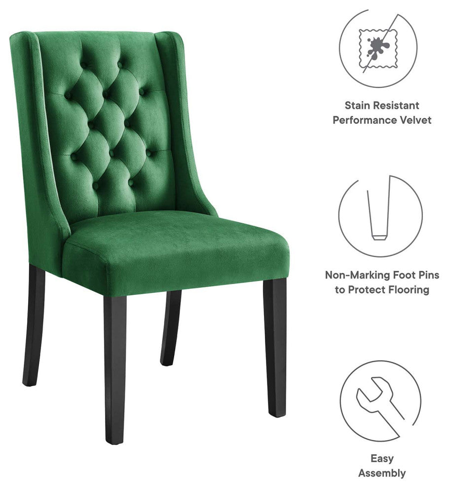 Baronet Performance Velvet Dining Chairs, Set of 2, Emerald