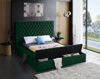 Bliss Velvet Upholstered  Bed, Green, King