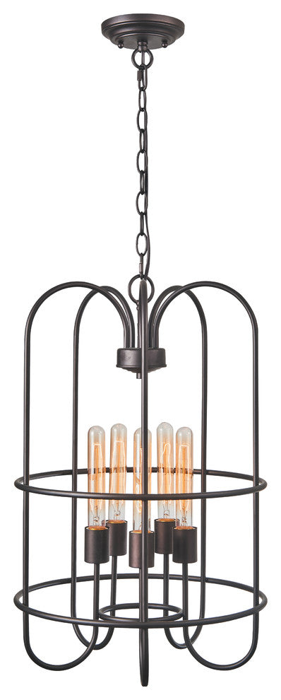 Ironclad 5-Light Rubbed Bronze Ceiling Pendant 16"