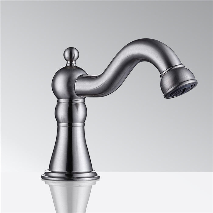 BathSelect Deck Mount Commercial Automatic Sensor Faucet Brushed Nickel