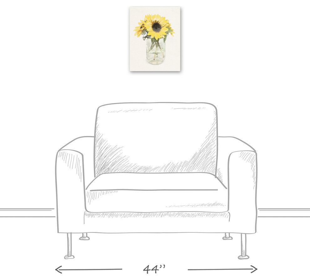 Sunflowers In Mason Jar 11x14 Canvas Wall Art