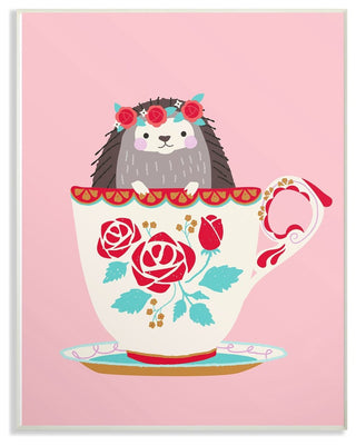 Stupell Ind. Hedgehog In Teacup Wall Plaque, 13"x19"