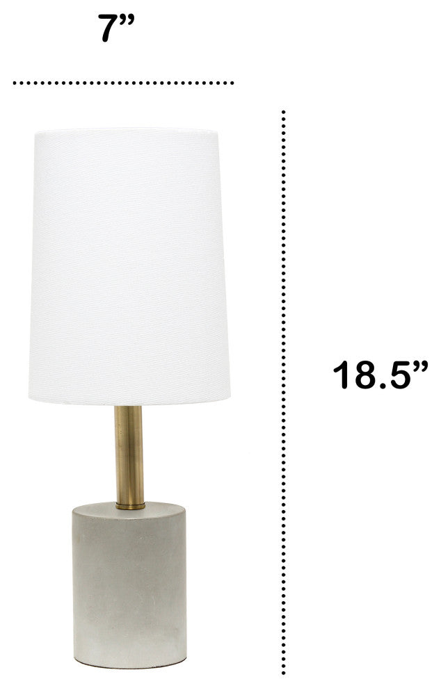 Lalia Home Antique Brass Concrete Table Lamp with Linen Shade, White