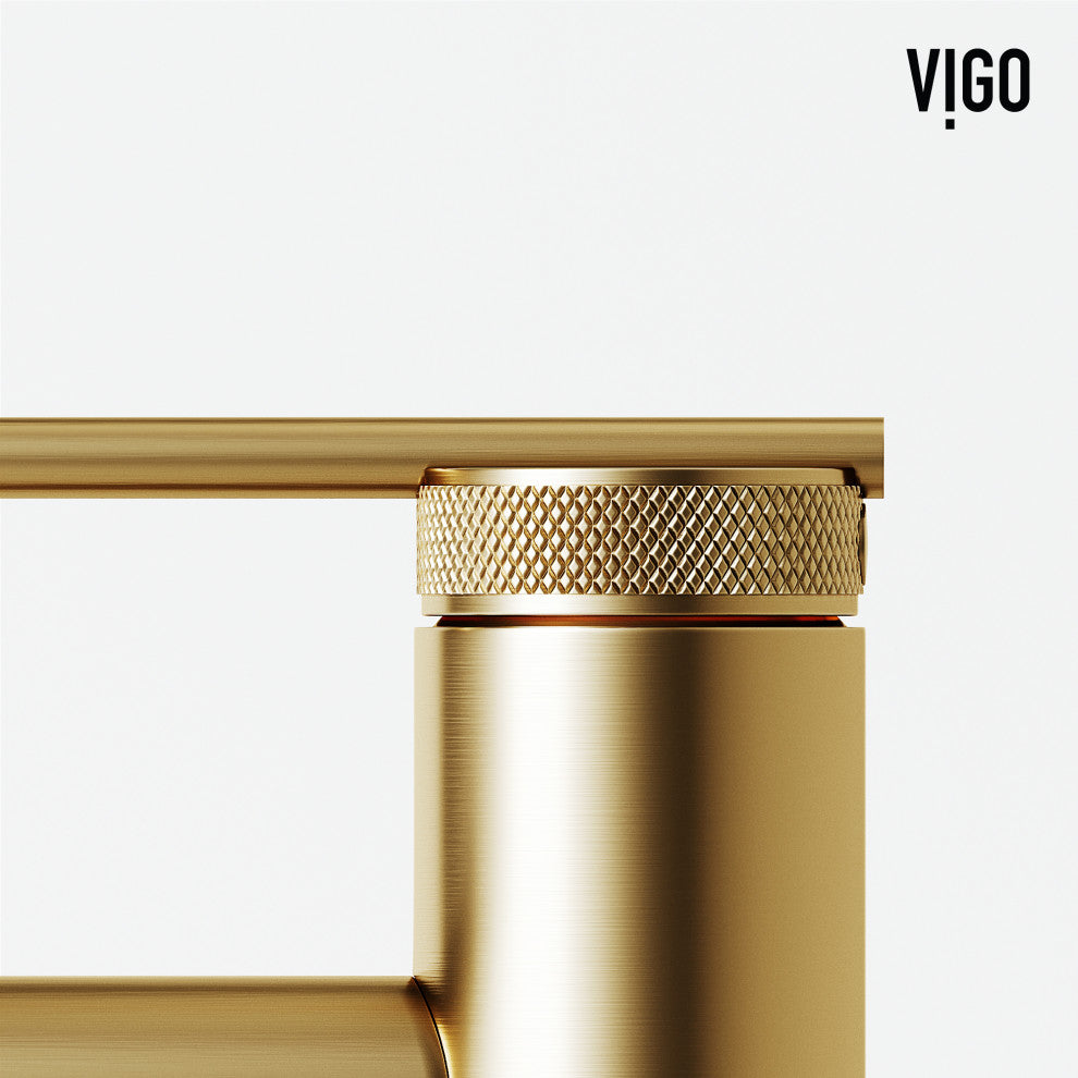 VIGO Sterling 7" H Single Handle Single Hole Bathroom Faucet, Matte Brushed Gold, Without Extras