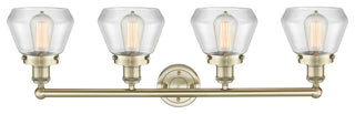 Fulton 4-Light 34" Bath Vanity Light, Antique Brass Finish, Clear Shade