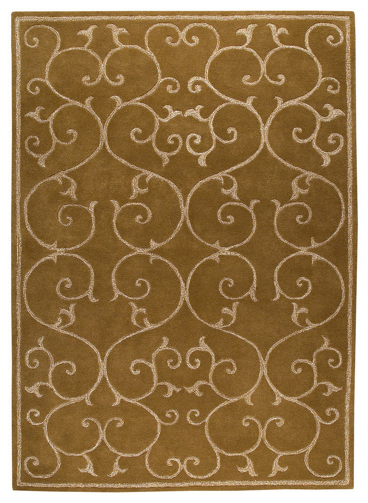 Hand Tufted Olive Green New Zealand Wool Area Rug, 5''6"x7''10"