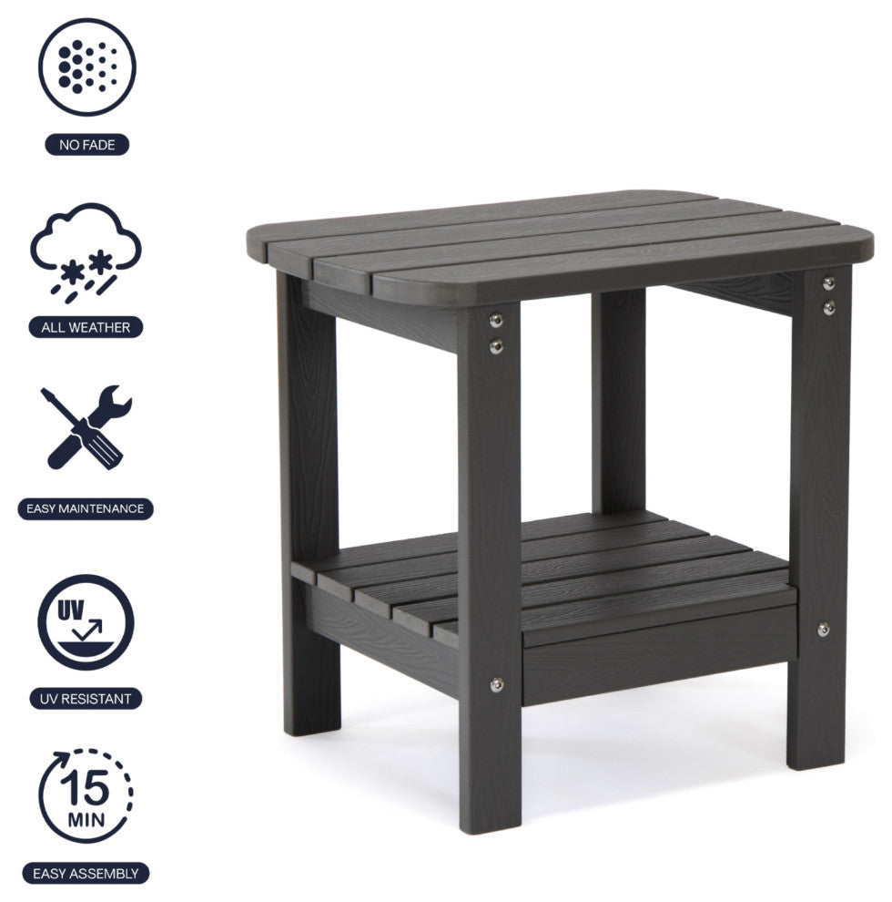 Inspired Home Daylan Outdoor Table, Weather Resistant, Charcoal Gray