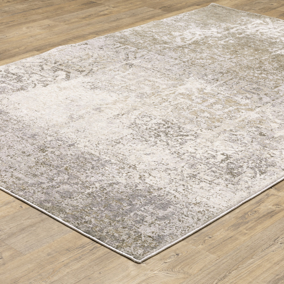 Noble Industrial Abstract Ivory/ Grey Indoor Area Rug, Ivory, 5'3"x7'6"