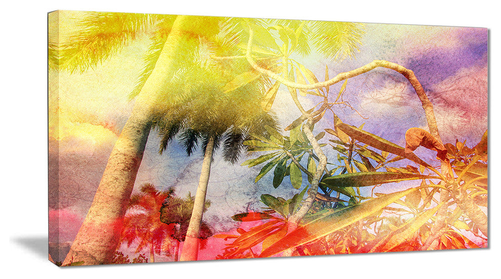 "Yellow Retro Palm Trees" Canvas Print