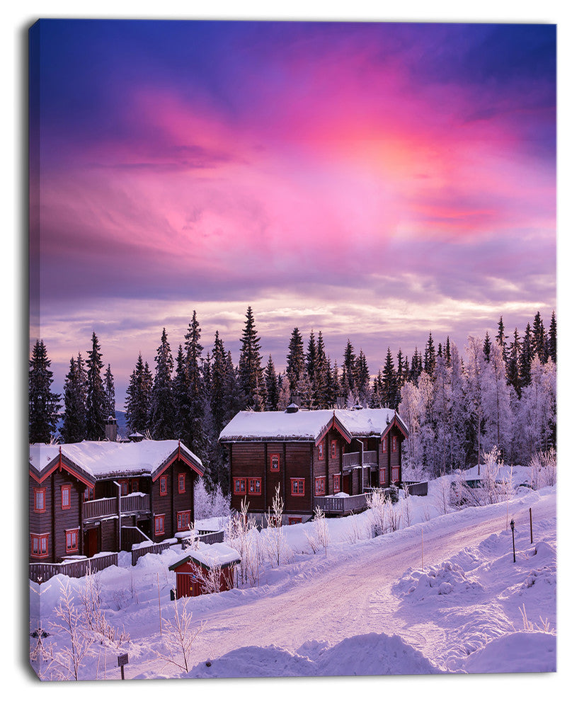 Frosty Winter Resorts in Forest, Landscape Wall Art on Canvas, 30"x40"