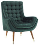 Suggest Button Tufted Upholstered Velvet Lounge Chair, Green