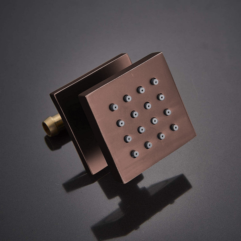 Bravat Light Oil Rubbed Bronze Square Shower Set, Valve Mixer 3-Way Concealed