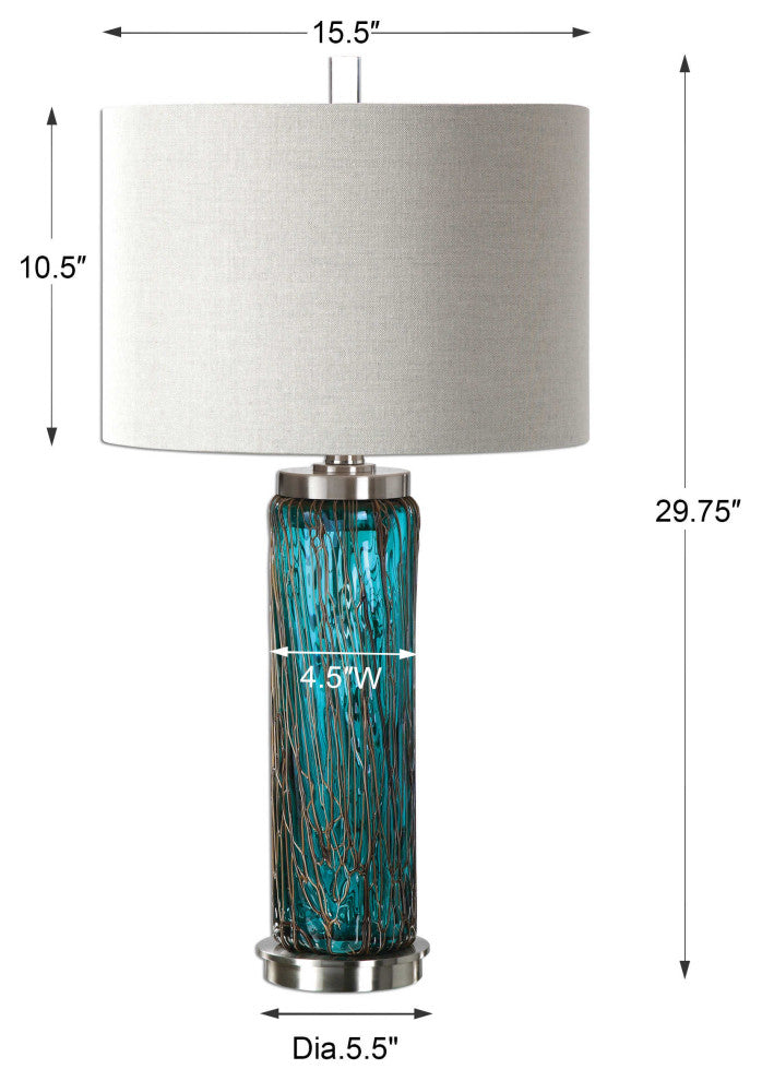 Aqua Ocean Blue Glass Table Lamp