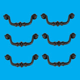 Black Wrought iron Drawer Bail Pull 4.38" L Rust Resistant Powder Coat Pack of 6