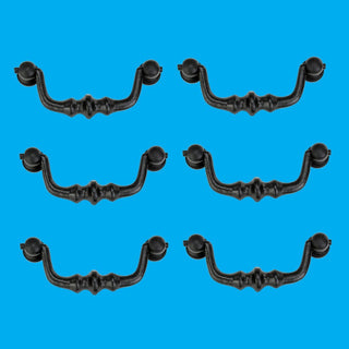 Black Wrought iron Drawer Bail Pull 4.38" L Rust Resistant Powder Coat Pack of 6