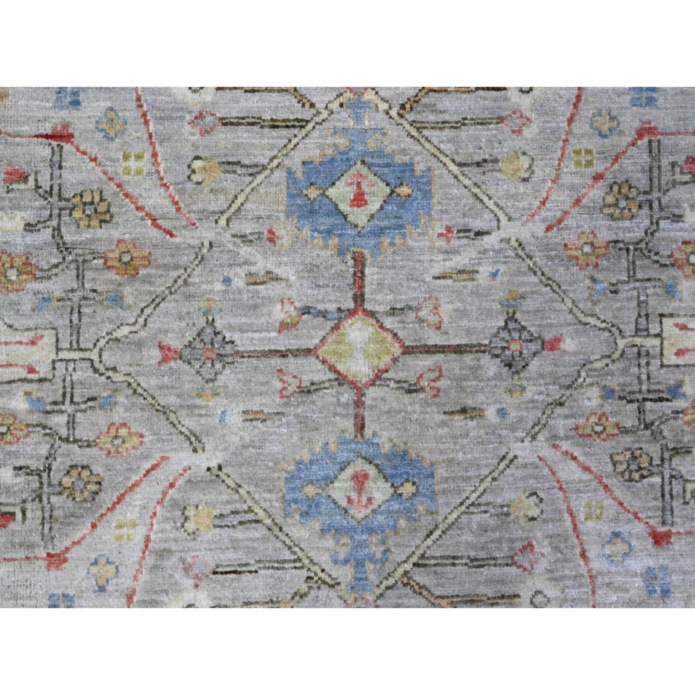 Gray Ziegler Mahal Hand Knotted Pure Wool Round Oriental Rug, 8'x8'