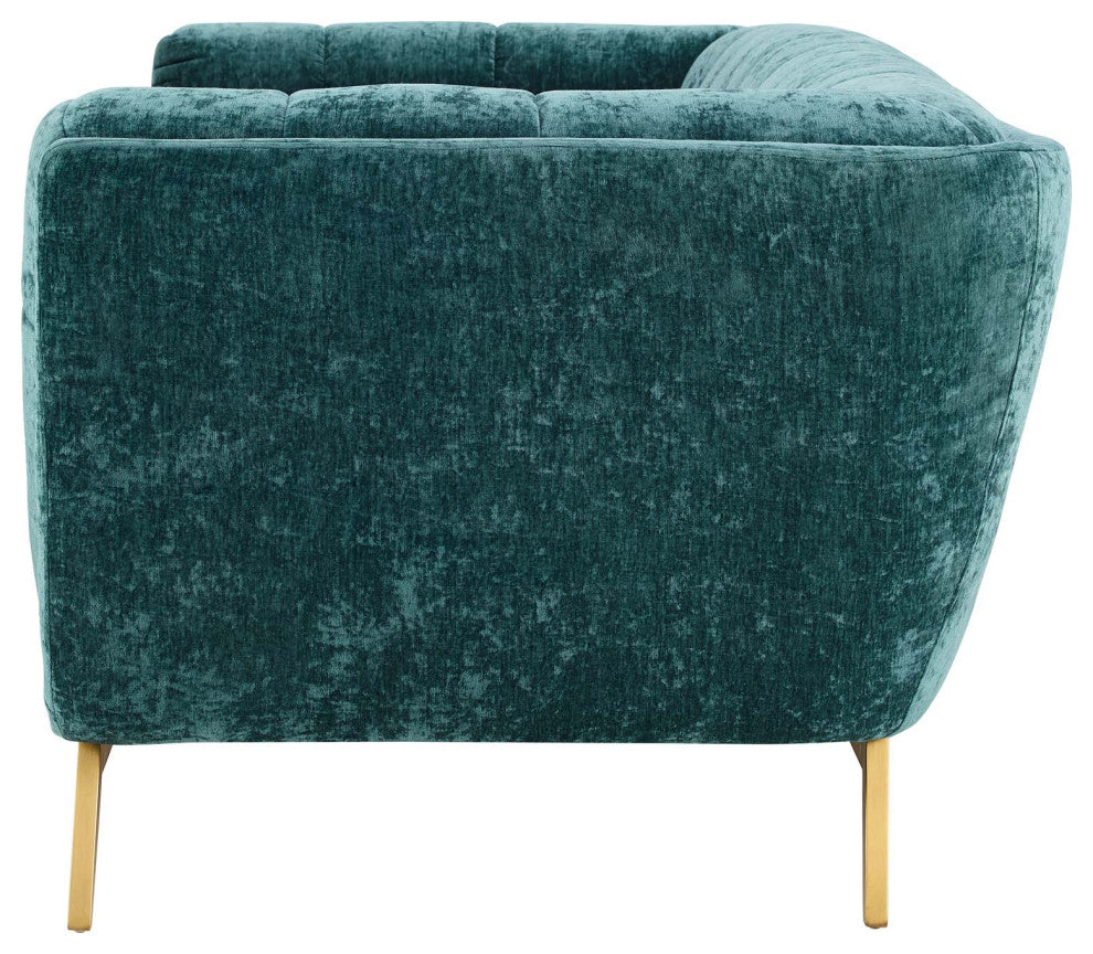 Sofa, Velvet, Teal Blue, Modern, Living Lounge Room Hotel Lobby Hospitality