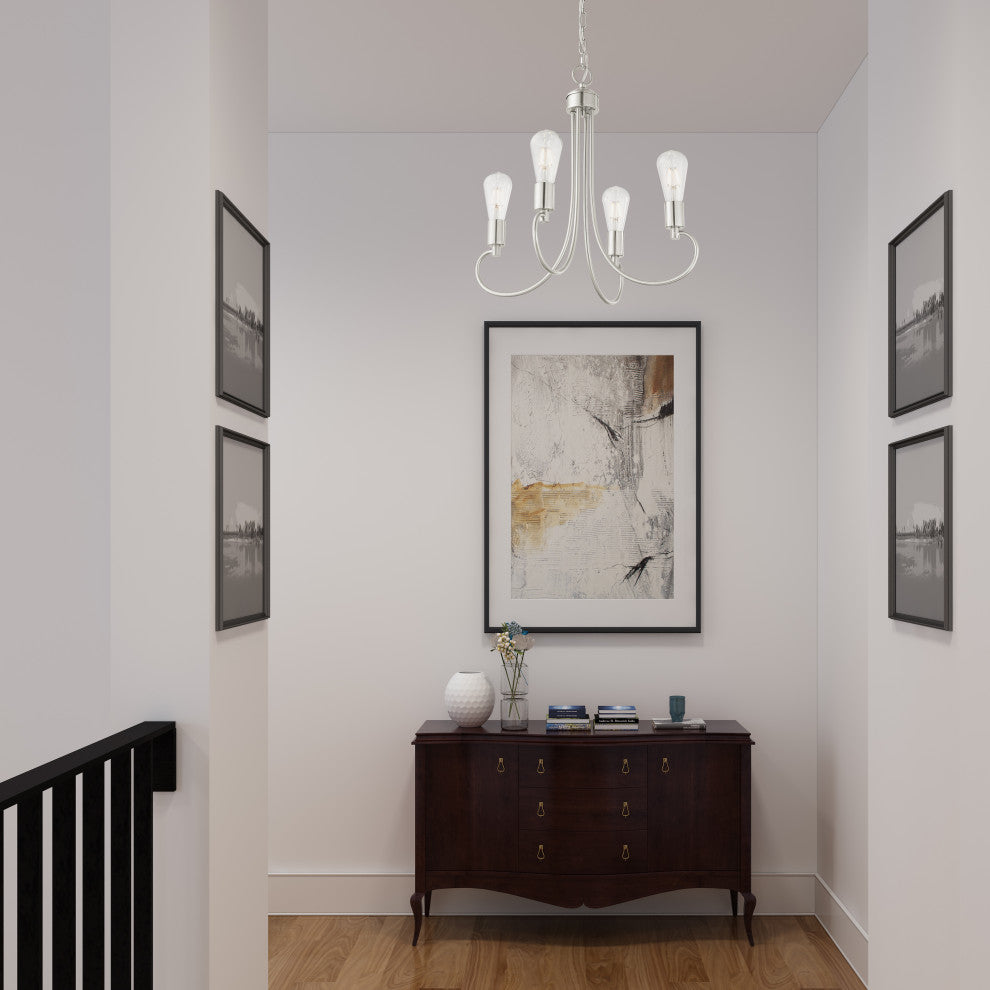 Livex Lighting Bari 4 Light Brushed Nickel Small Chandelier