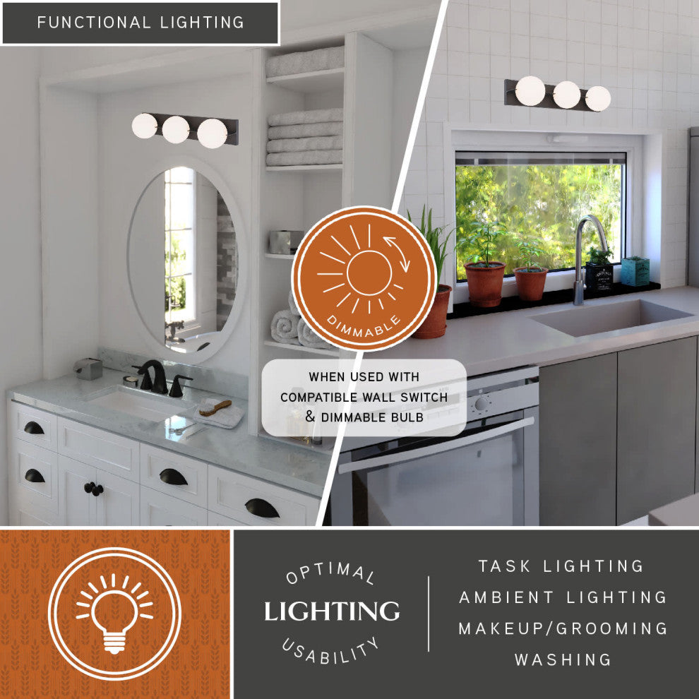 Parkview 3 Light Black Mid-Century Modern Bathroom Vanity Wall Fixture