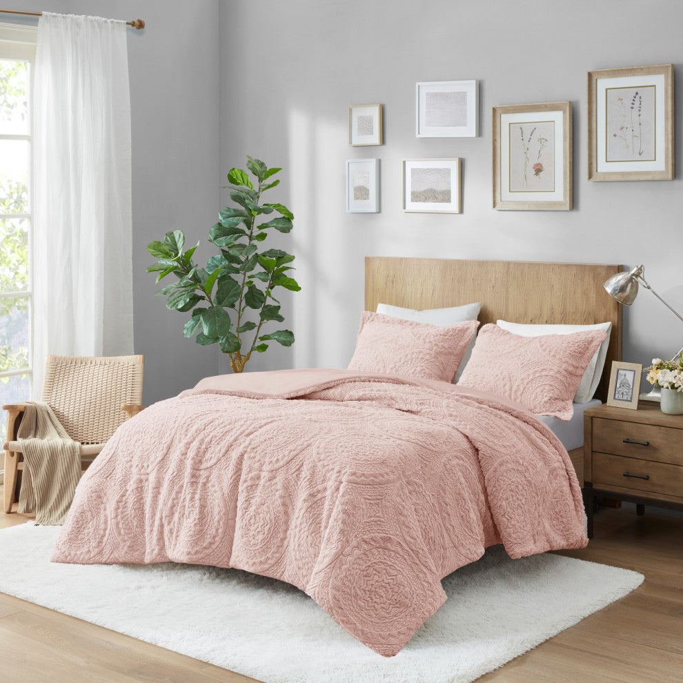 Madison Park Arya Medallion Faux Fur Plush Comforter Mini Set