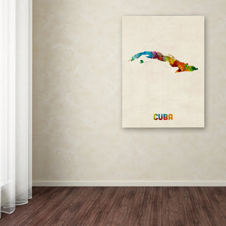 'Cuba Watercolor Map' Canvas Art by Michael Tompsett
