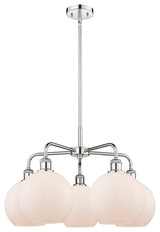 Athens 5-Light 26" Stem Chandelier, Polished Chrome, Matte White