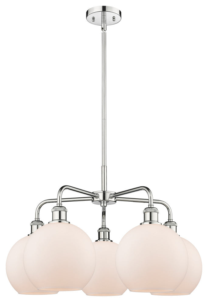 Athens 5-Light 26" Stem Chandelier, Polished Chrome, Matte White