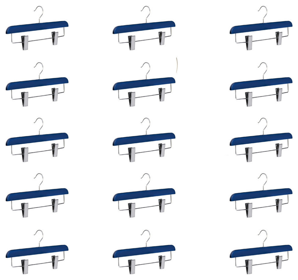 Abs Plastic Trouser Skirt Hangers, Perfect for Skirts, Pants, Slacks, Jeans, Navy, 15-Pack