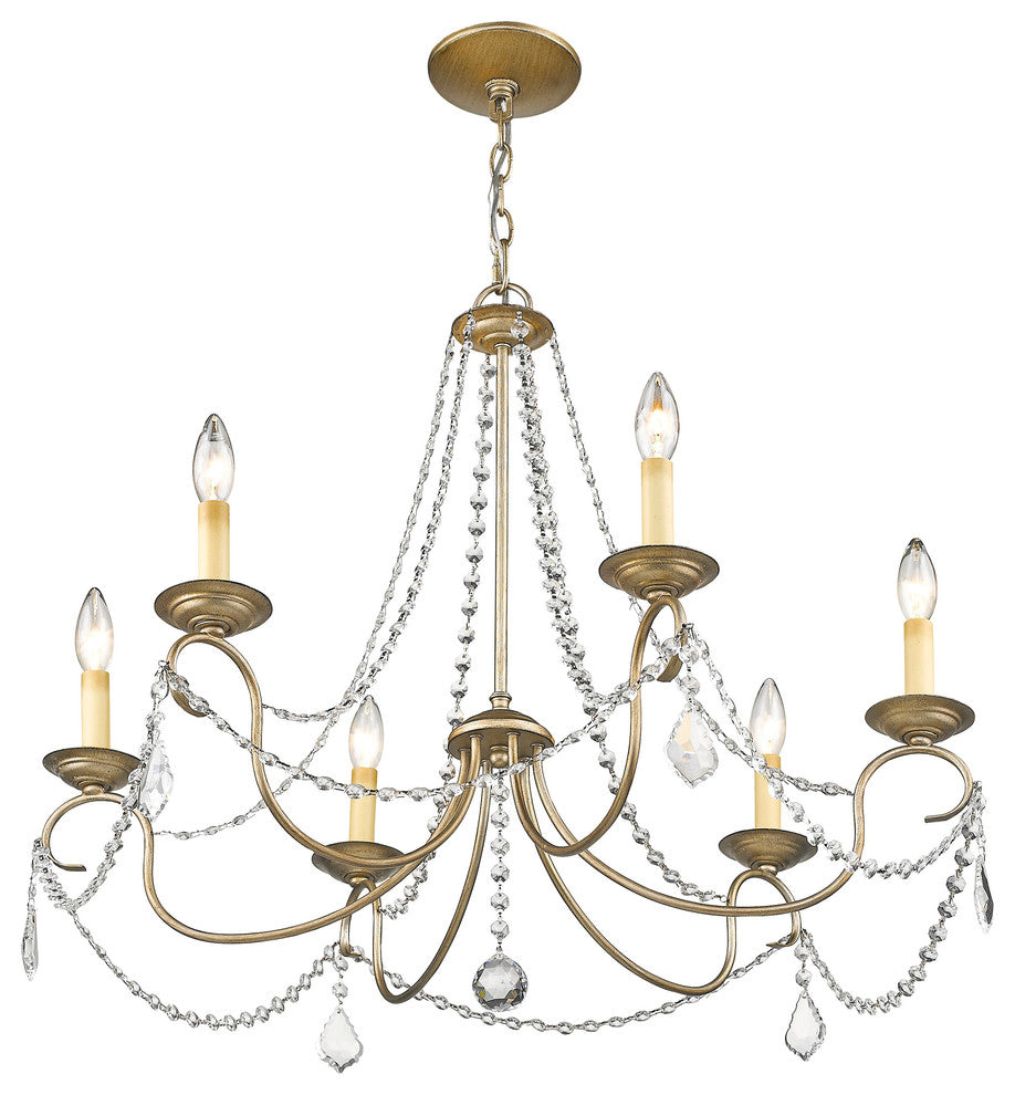 Pennington Chandelier, Hand-Painted Antique Silver Leaf