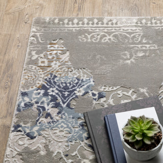 Emery Abstract Objects Grey/Blue Indoor Area Rug, 9'10" x 12'10"